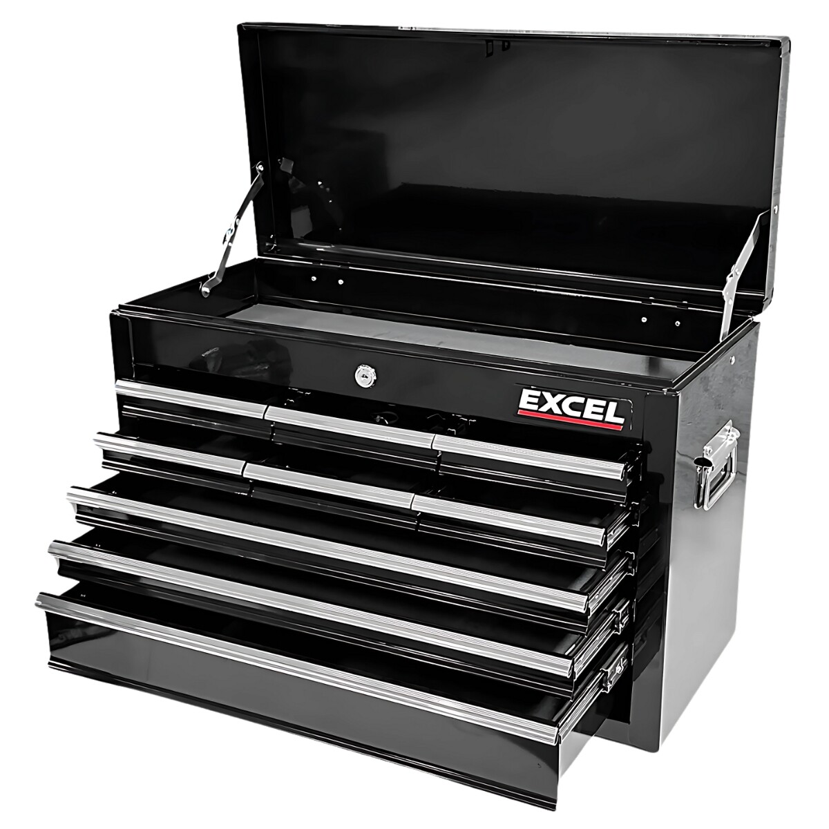 Heavy Duty 9 Drawer 24" Top Tool Chest Storage Box Ball Bearing Slides Black