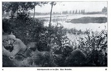 Deutsche Schleichpatrouille (Sp&auml;htrupp) an der Yser Historische Aufnahme v.1915