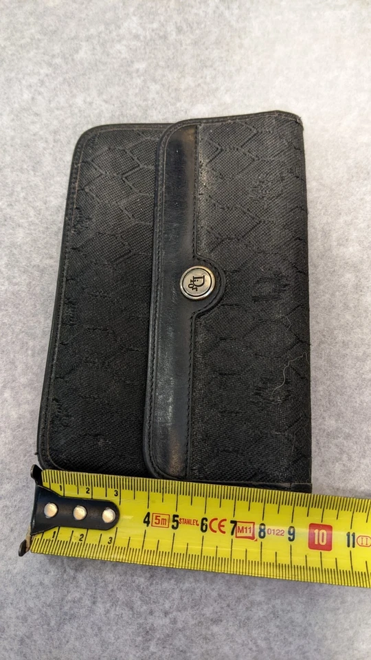 Dior, vintage, porte-monnaie, porte cartes, monogramme, noir toile et cuir 16cm - Photo 4/4