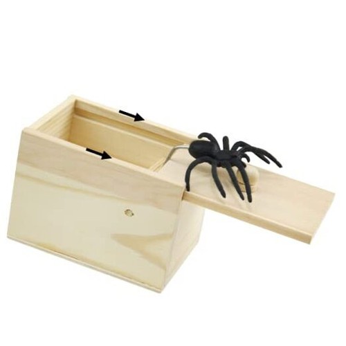 Halloween Spider Prank Box Gift Handmade Wooden Surprise Box for Boys Girls,