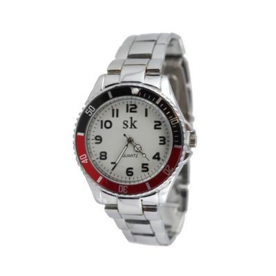 Orologio Solo Tempo SK KM05 in Acciaio Ghiera Rosso Nero Quadrante Bianco |  eBay