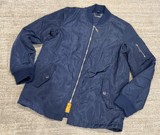 JOUJOU BLUE NYLON COAT JACKET YELLOW QUILTED LINING GIRL YOUTH XL EUC