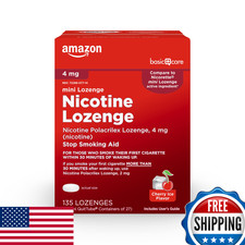Amazon Basic Care Mini Nicotine Lozenge 4mg Cherry Ice Flavor 135 Ct Stop Smokin