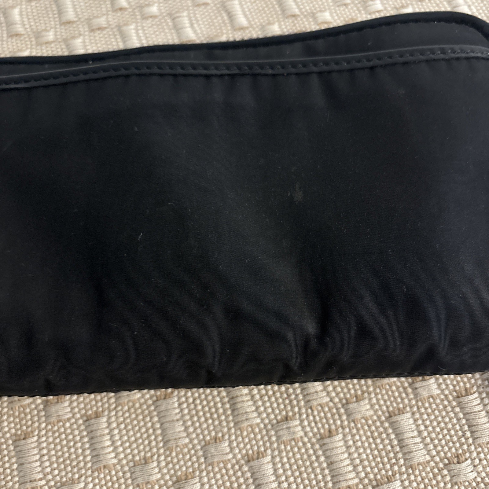 Vintage Black Cloth Leather BRIGHTON Zip-Around Wallet Silver Tone Hardware