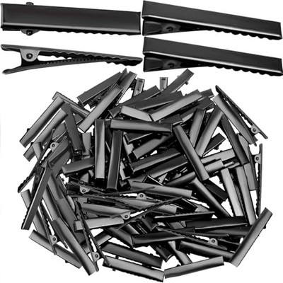 100pcs Alligator Hair Clips Black Flat Single Prong Hairpins Metal Crocodile 