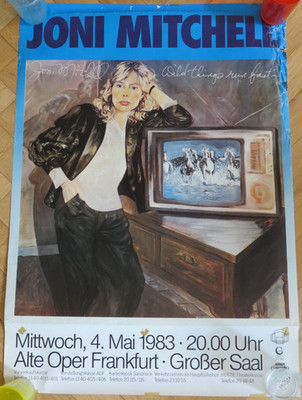 JONI MITCHELL - seltenes Vintage Original Frankfurt 1983 Konzert Poster 86,5x58