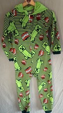 Minecraft Creeper TNT Hooded Pajama One Piece Youth M 8/10 Green