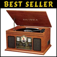 Retro Bluetooth Record Player - 3-Speed Turntable - Mahogany