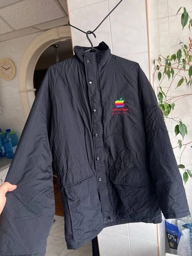 Vintage Apple Computer Zip Jacket Winter Apple Micro Age 89/90 Rainbow Logo USA image 7
