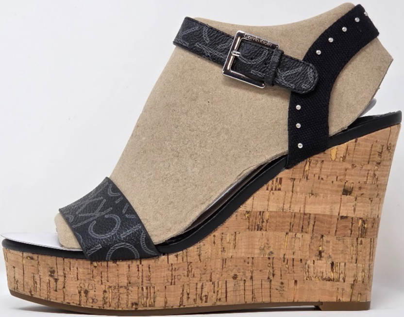 Calvin Klein Karmona Women Wedge Sandals Black Synthetic and Textile Buckle 7.5M thumbnail 5