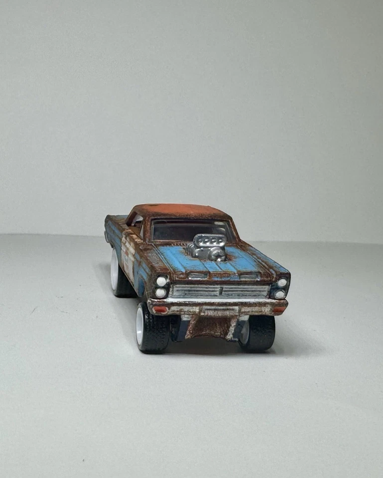 Varilla de rata Mercury Comet Gasser 1965 azul Golfo pintada a mano personalizada con jinetes reales Foto 4 de 4
