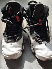Black And White Jordan Shoes With Red Accents