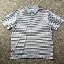 Grand Slam Golf Polo Shirts Men's Blue Striped Short Sleeve Classic - Large