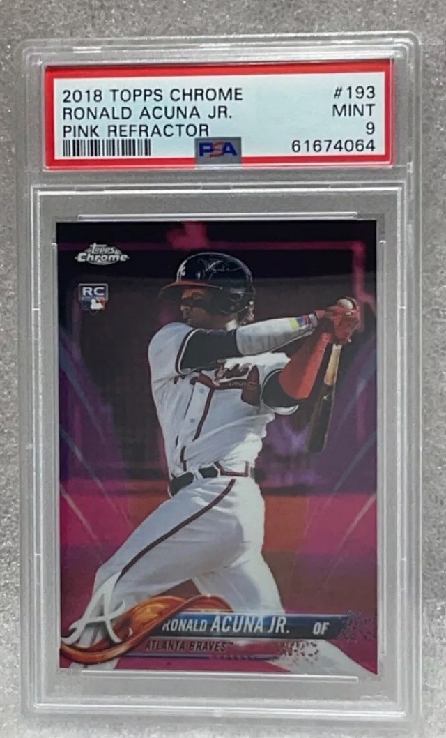 2018 Topps Chrome Pink Refractor #193 Ronald Acuna Jr Braves RC Rookie PSA 9