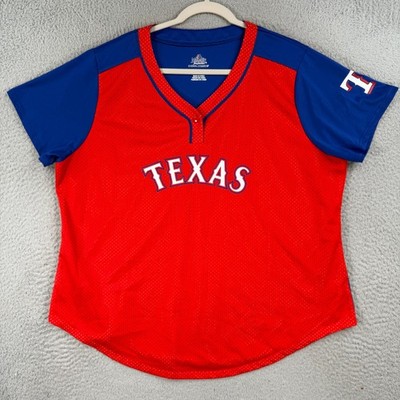 Texas Rangers Jersey WOMENS 1X Majestic Cool-Base Red/Blue Polyester MLB