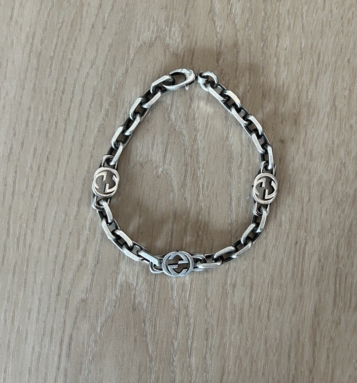 Gucci Sterling Silver Interlocking 925GG Bracelet… - image 1