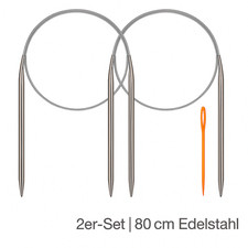 MaBaDiKa Rundstricknadeln 2er Set Edelstahl 8...