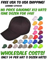 Gorra de béisbol ajustable lisa en blanco al por mayor 12 piezas (¡envío en CAJA!)