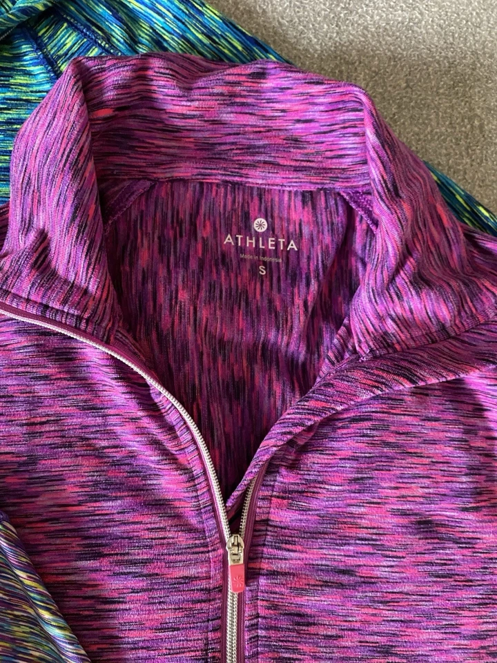 Lote de 3 camisetas para correr Athleta S para mujer cremallera multicolor manga larga gimnasio Foto 2 de 4