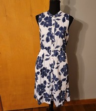 Draper James RSVP Sz S Floral Print Satin Jacquard Sleeveless Button Front Dress
