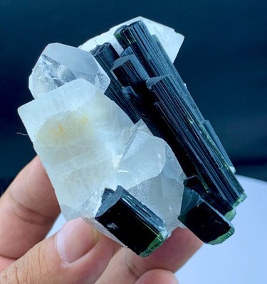 203 Gm Tourmaline Green Cap Crystals on Matrix Quartz Combine Fledspar Astak