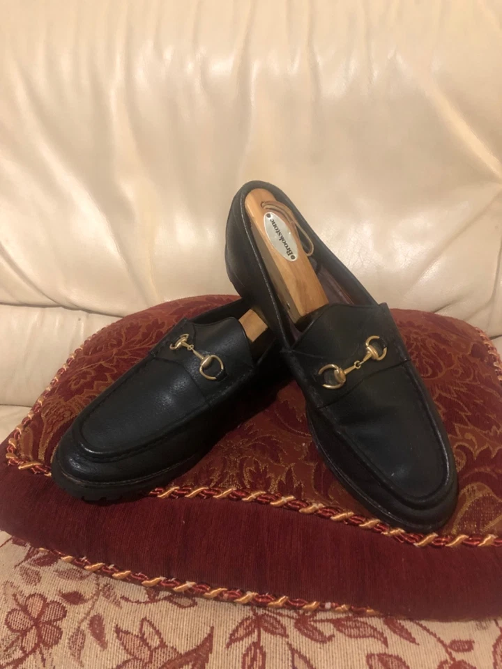 MOCASINES DE CUERO CON SUELA DE ASA GUCCI HORSEBIT VINTAGE MUJER TALLA 11 B HECHOS EN ITALIA;Y Foto 4 de 4