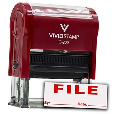 File by Date Self Inking Rubber Stamp (Red Ink) Medium | eBay