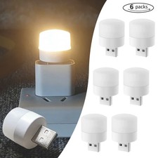 6PCS USB Portable LED Mini Nights Light Small Round Lamp Computer Mobile Power
