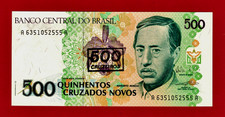 BRASIL 500 CRUZEIROS 1990 QUINHENTOS CRUZADOS NOVOS Sign Nóbrega & Bucchi P-226b