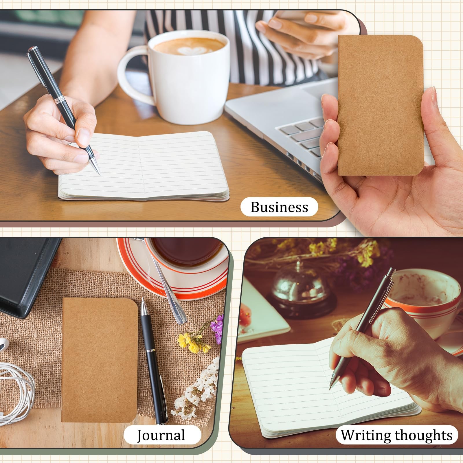 60 Pcs Pocket Notebook Mini Journal Bulk, Back to Supplies 2. 5 x 4 kraft Sma...