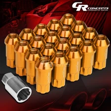 ORANGE 20PCS M12X1.5 JDM STYLE 25MM OD 50MM TALL ALUMINUM RIMS LUG NUTS+KEY