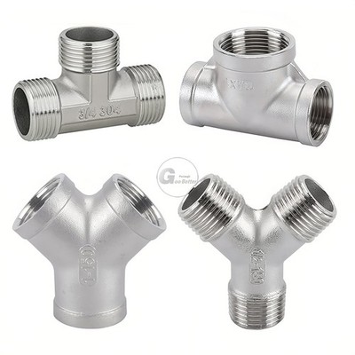 BSP 1/4'' to 4'' Male/Female 3-Way Tee Fitting A2 Stainless Steel Reducer Tee Pipe
