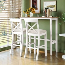 TOPMAX Farmhouse 48"Rectangular Wood Bar Height Dining Set Kitchen Breakfast Noo