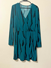 Nine West Women’s Wrap Dress Green & Black Size XXL