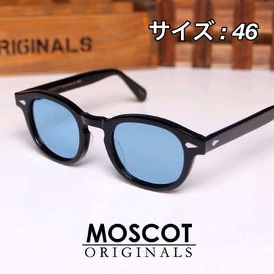MOSCOT LEMTOSH Sunglasses Frames 46 Black Frame Blue Lens W/Case