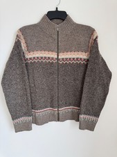 Woolrich 100 Lambswool Sweater Womens M Brown Fair Isle Full Zip