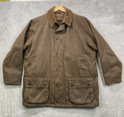 Barbour Beaufort Jacket Mens L Weathered A2200 Waxed Style Brown Coat Hunting