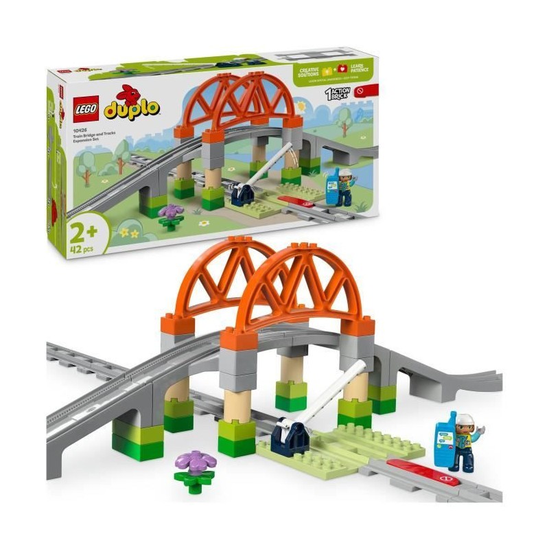 Rails et pont du train LEGO DUPLO 10426, set d'extension en plastique pour circuit Ma ville