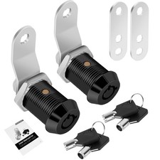 2 Pack Cabinet Lock with Keys, 7/8" RV Storage Locks 7/8 Inch, Black -2