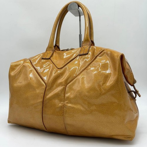 Yves Saint Laurent Easy Boston Bag Patent Leather Yellow Gold