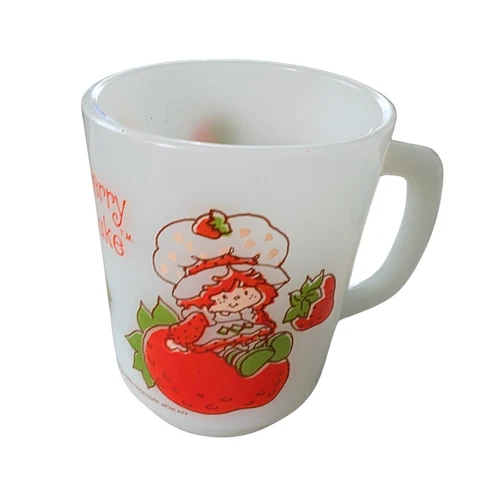 Vintage Strawberry Shortcake Milk Glass Mug Anchor Hocking 1980s Coffee Cup
