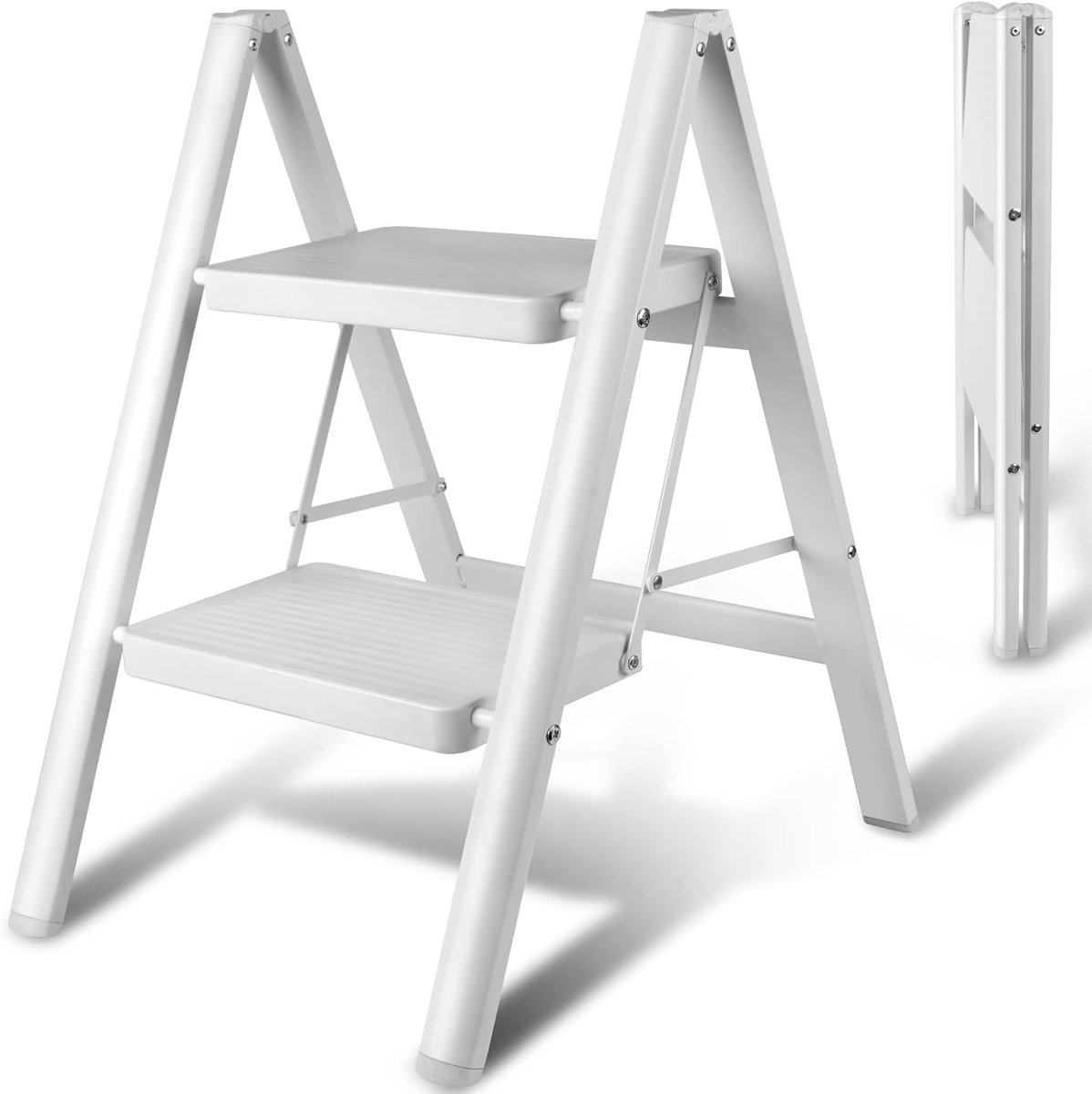 Upgraded Step Ladder, 330 Lbs Folding Aluminum Step Stool with
