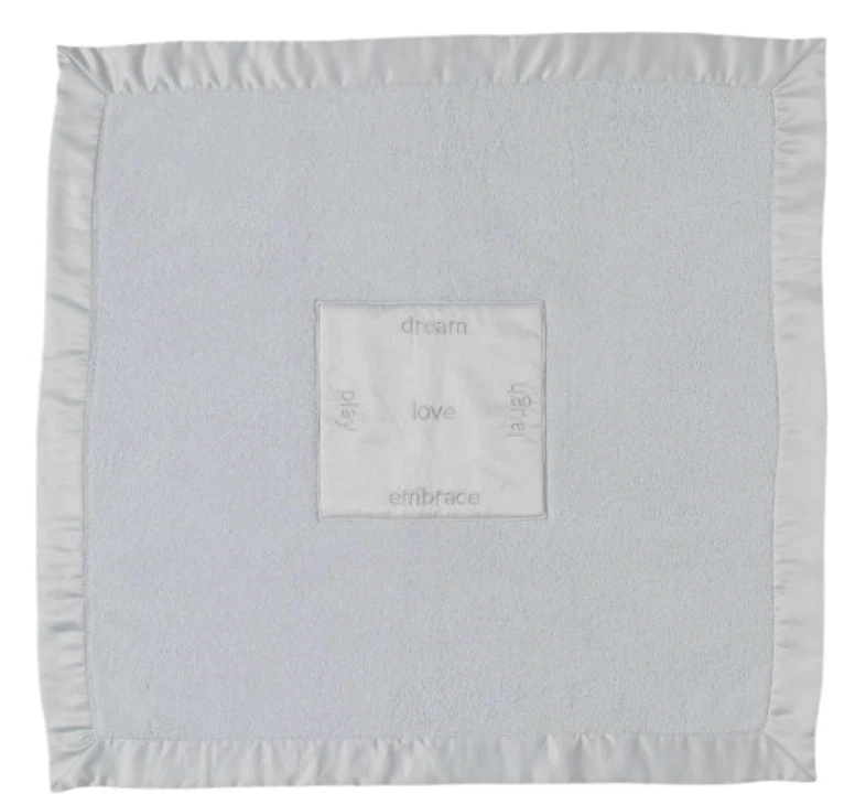 NUEVO Barefoot Dreams Acozychic Azul Satinado Borde Bebé Manta Recepción 30"x30" Foto 2 de 4