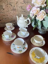 Myott’s Olde Chelsea 8.5 in Teapot Set W/ Various Teacups & Saucers