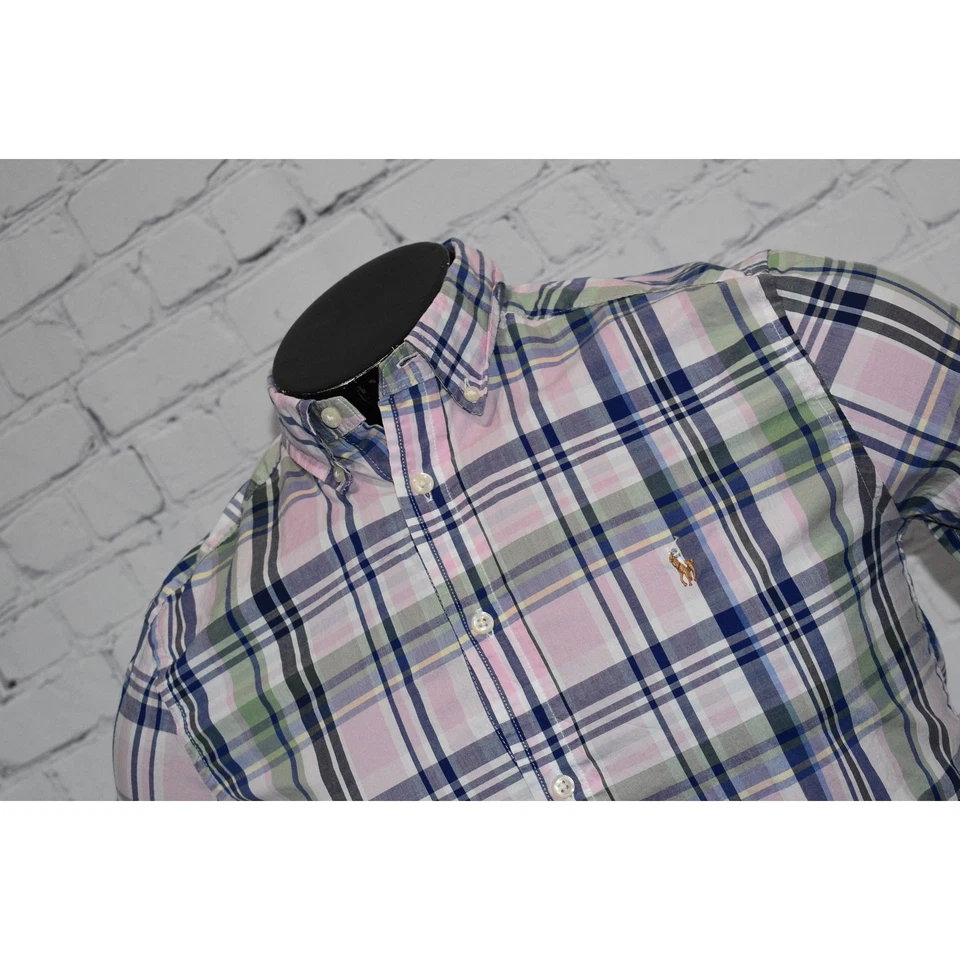 Camisa de vestir Polo Ralph Lauren niños niños talla grande 14-16 azul rosa cuadros Foto 2 de 4
