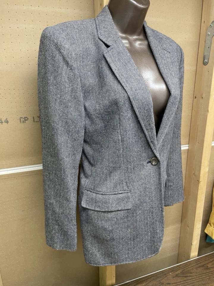 Blazer Vintage Ralph Lauren Espiga Lino-Lana-Seda A Medida Talla 8P, MARRÓN Foto 4 de 4