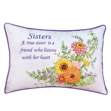 A True Sister is a Friend Sentimental Floral Accent Pillow