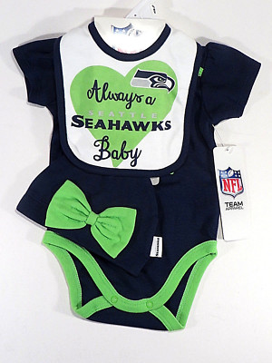 Seahawks 3 Pc Set One Pc Bib Cap Seattle Seahawks Baby Outfit NWT