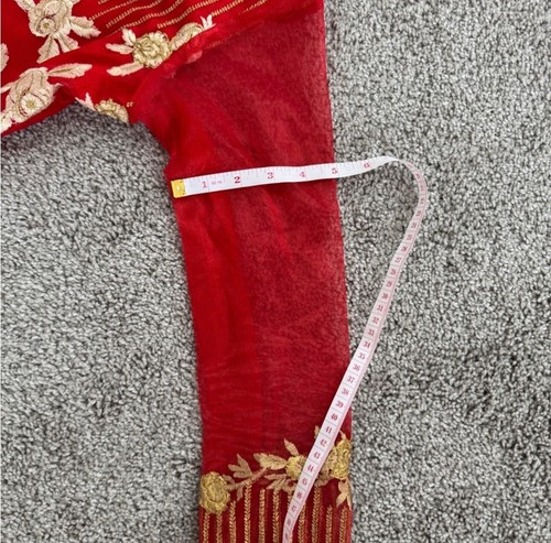 Elegant Red and Gold Embroidered kids long Indian Designer Dress - Picture 5 of 10