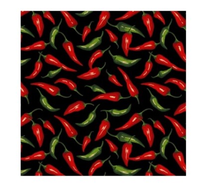 David Textiles 100% CottonFabric, 1 Yard, Red and Green Chili Peppers on Black